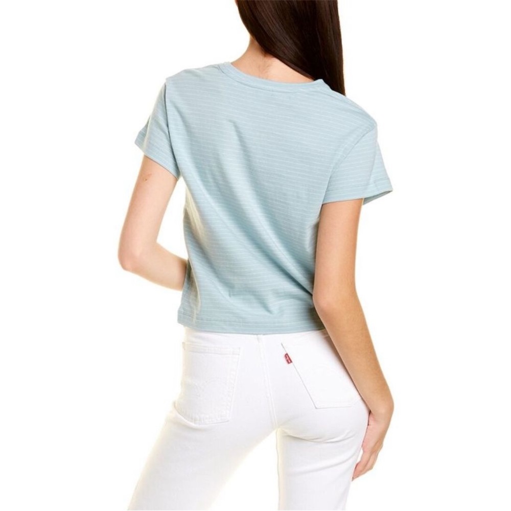 Vince Women's Neppy Stripe Short Sleeve Shrunken Crew Large - Picture 2 of 7
